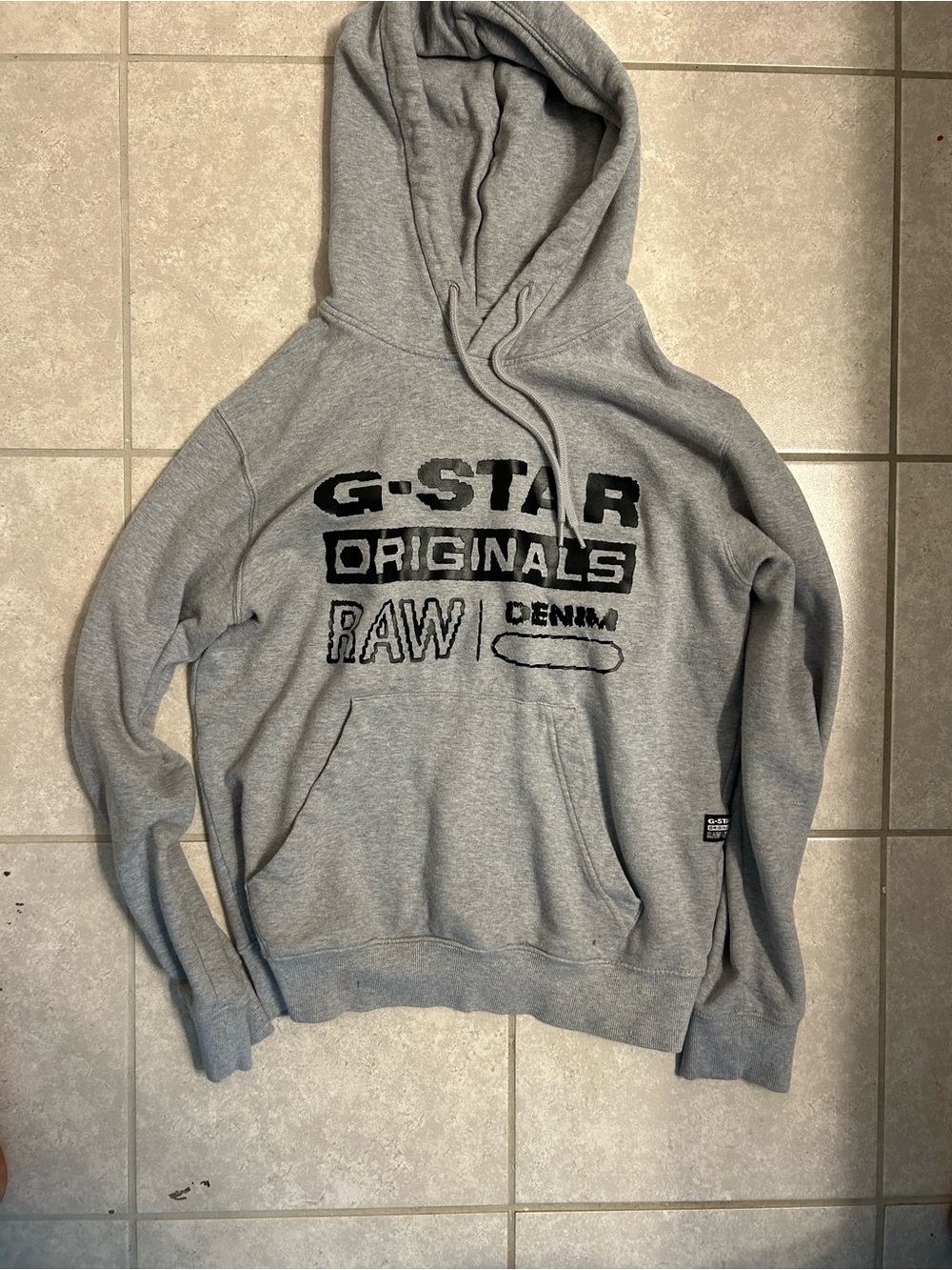 G-Star Gray Logo Pullover Hoodie